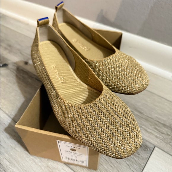 ROTHY’S The Square Wrap Ballet Flats, Sz 8.5 - Gold Metallic Shoes - Picture 10 of 14
